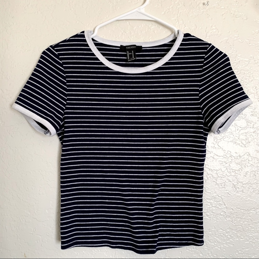 Navy Stripped Ribbed Shirt
